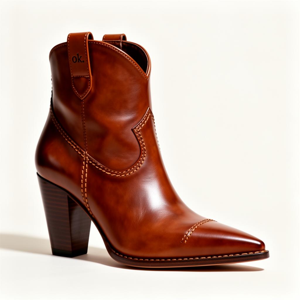 ok. Cognac Western Bootie